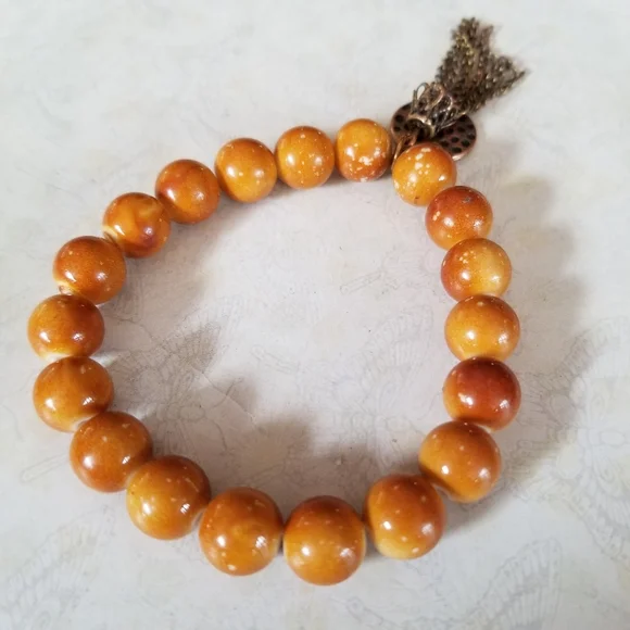 Hand Crafted Boho Beaded Gold Tone Charm Stretch Bracelet - Picture 11 of 16